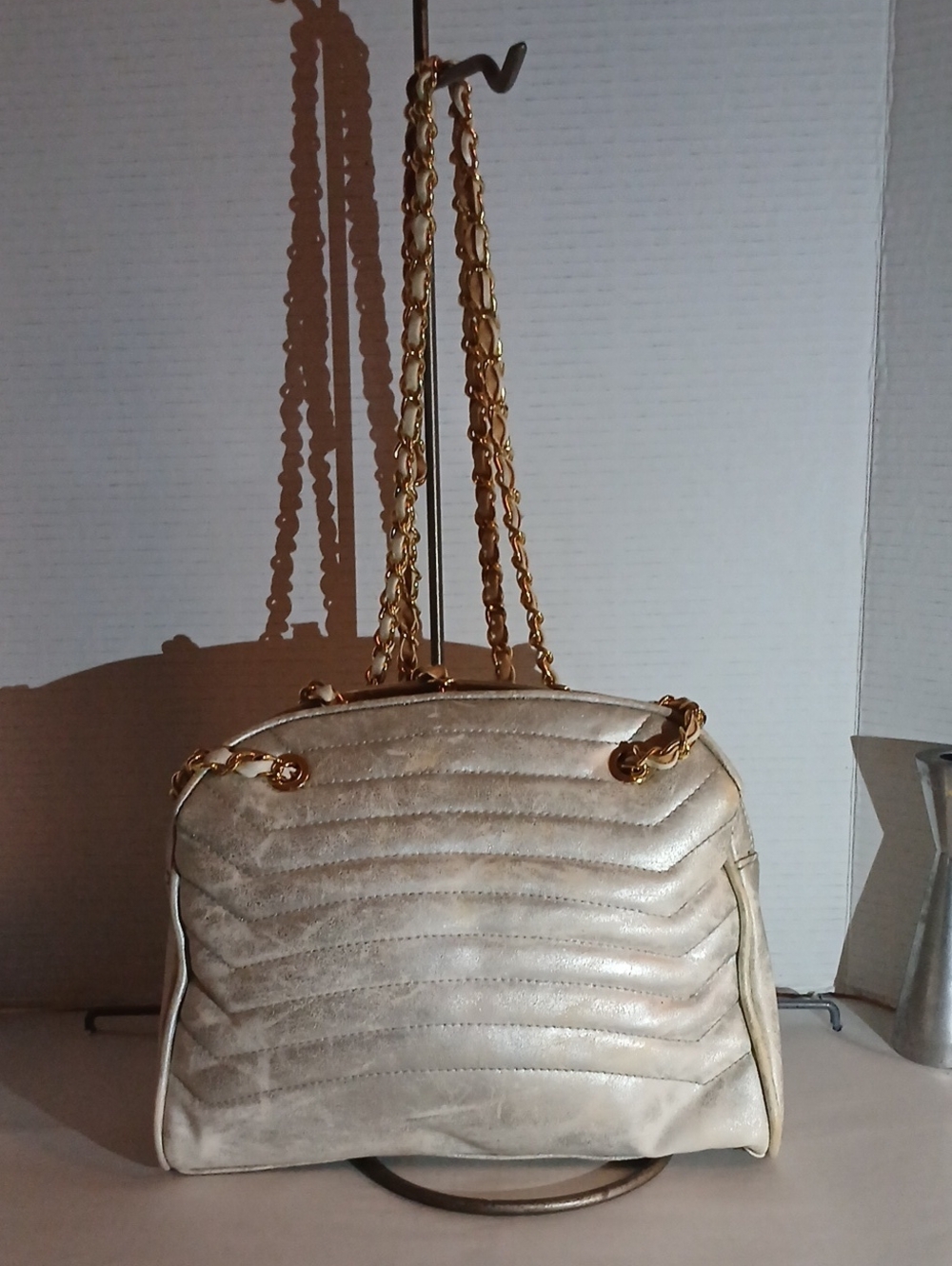 Vintage Worthing Gold Quilted Chain-Handle Shoulder Bag